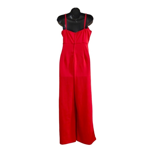 Trixxi Red spaghetti strap v-neck perforated waist jumpsuit size large new‎ - Picture 7 of 16